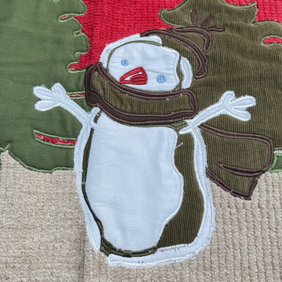 Christmas Snowman Tapestry Accent Rug 24"x36" Applique Throw Mat Cotton NEW - Picture 2 of 12